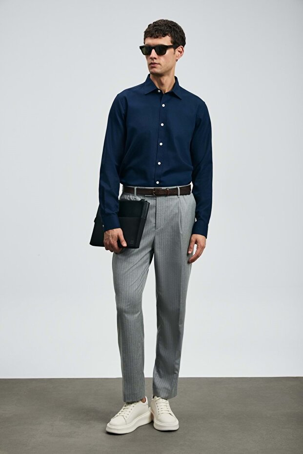 112010678 Veran Erkek Basic Gömlek Regular Fit Erkek Gömlek LACİVERT - 3