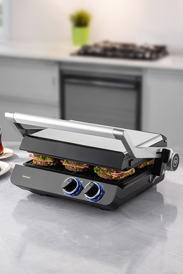 Grilliant 1342h 3 In 1 Inox Gövde Çift Taraflı Xl Döküm Plaka Tost Ve Izgara Makinesi
