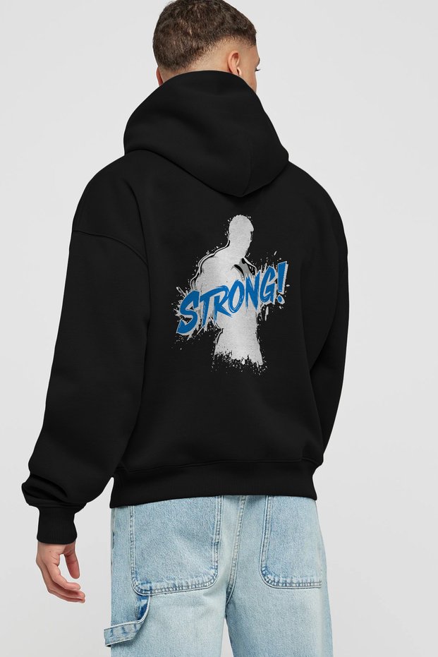 Gym, Sports, Fitness 7 Back Printed Black Hoodie Oversize Hooded Sweatshirt Men Women