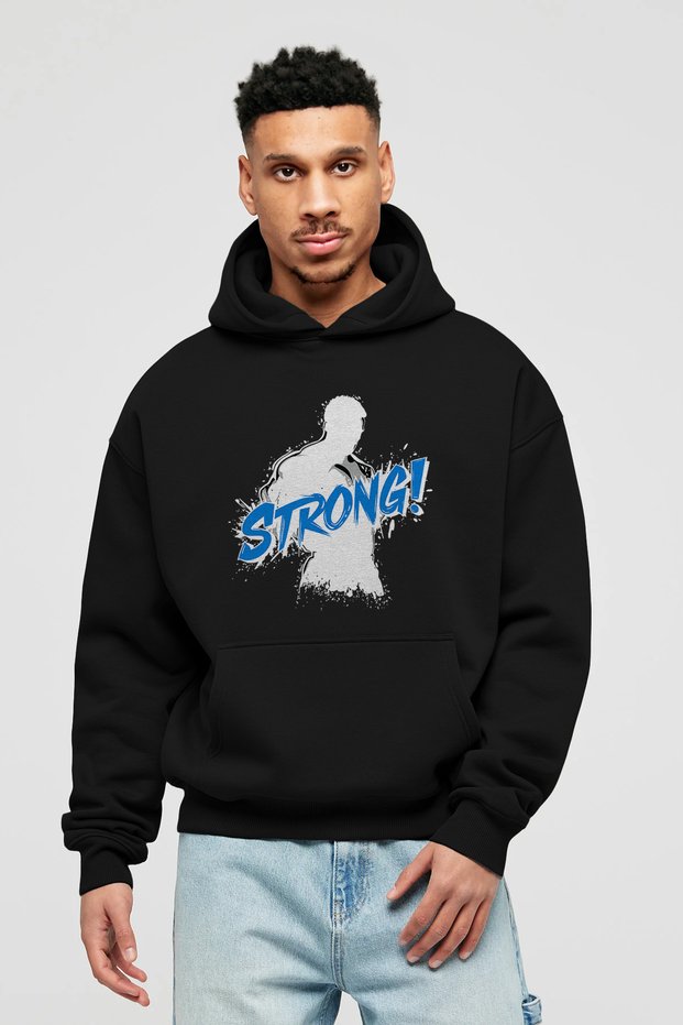 Gym, Sports, Fitness 7 Pre-Printed Black Hoodie Oversize Hooded Sweatshirt Men Women