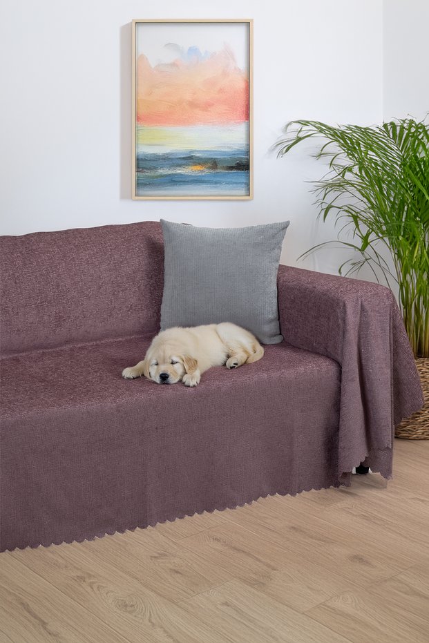 Premium Seat Cover 175X300 Large Weight Jacquard Chenille Dusty Rose | Sofa Cover | Non-Slip