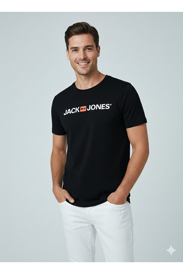 Jack Jones12137126 Front Written T-shirt - Black - M - St04355-black-m