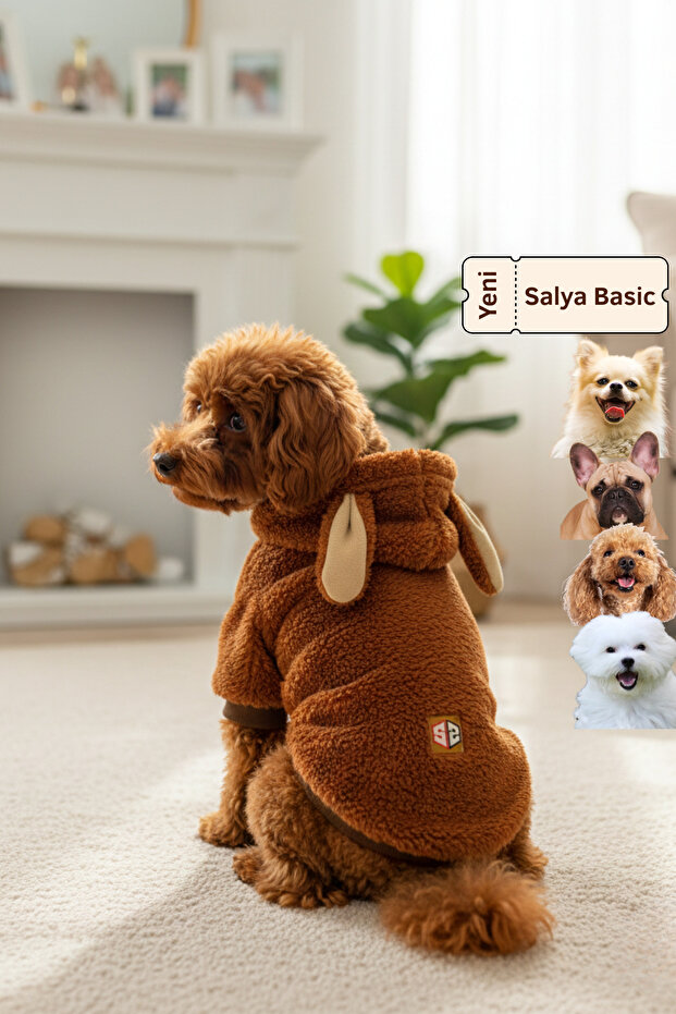 Salya Basic Peluş köpek kıyafetleri, Kahverengi - 1
