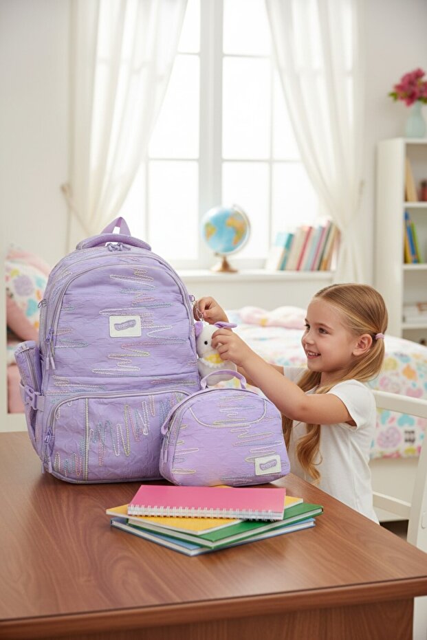 Relaxion 2173-1430 Imported Product Girl's Triple Set Primary School Backpack