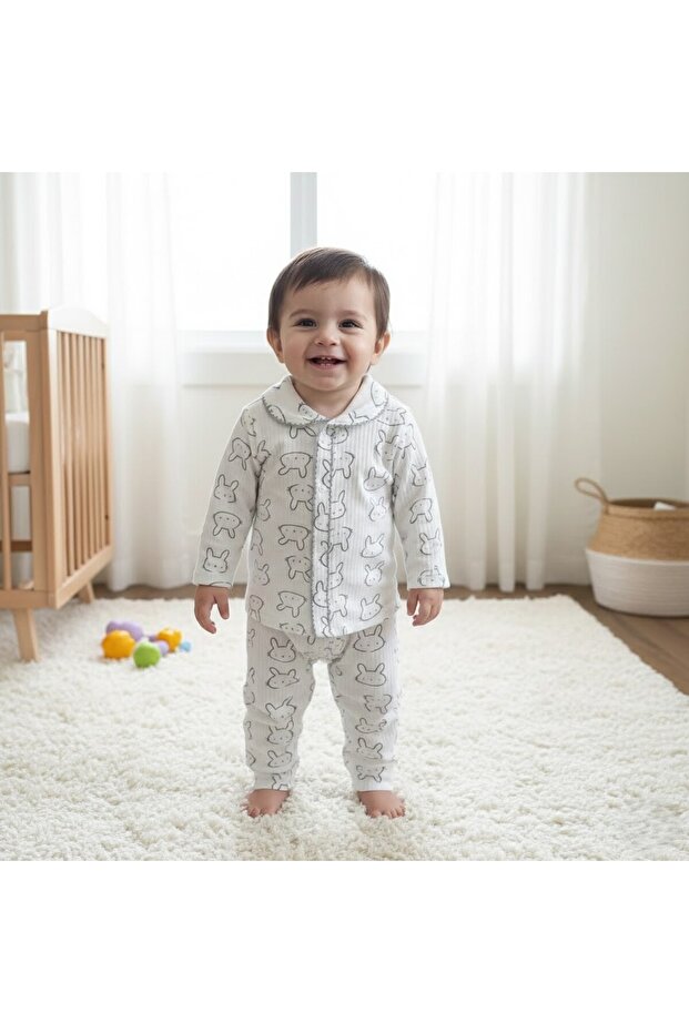 Baby Suit Animal Patterned Cotton Long Sleeve