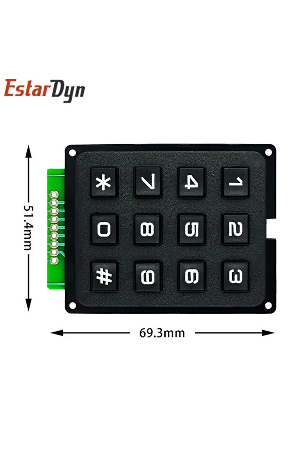 لوحة مفاتيح 3×4، لوحة مفاتيح مصفوفة 3×4/4×4، وحدة مفاتيح بلاستيكية ABS، 12/16 مفتاحًا