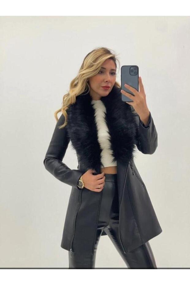 Kürklü Deri Ceket - 1