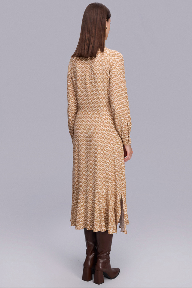 Geometric Pattern Split Midi Length Dress - 4