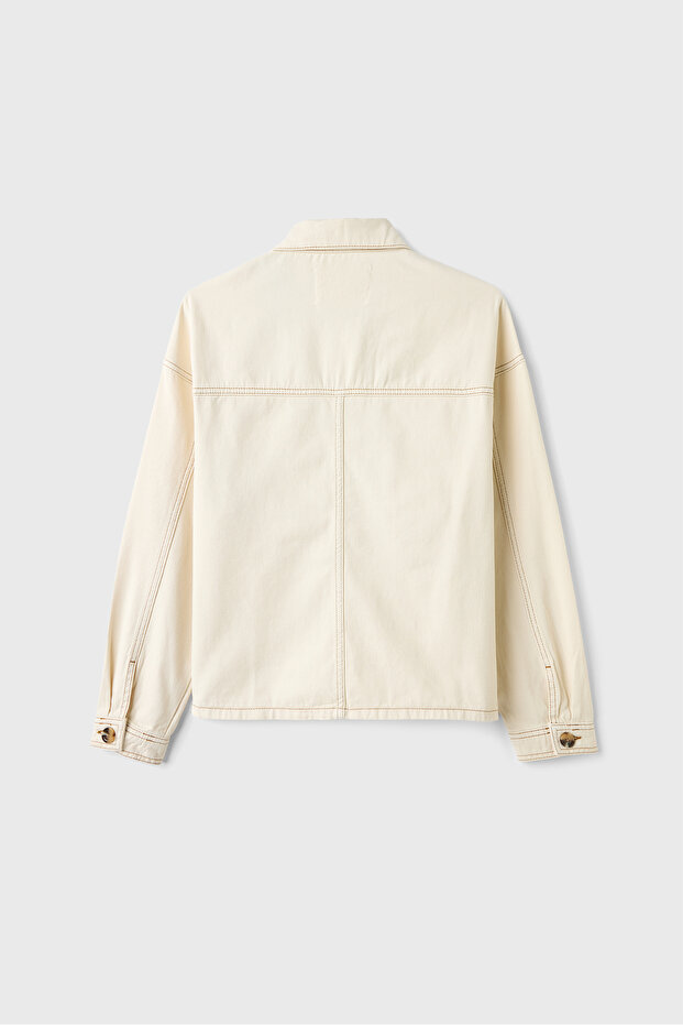 Cepli Ekru Kot Ceket - 3