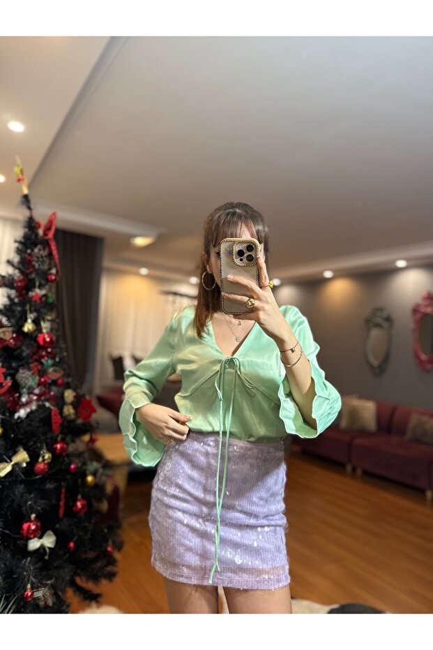 Trend büyük Pullu Mini Etek-LİLA - 6