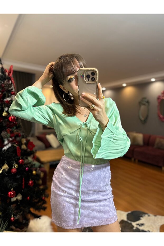 Trend büyük Pullu Mini Etek-LİLA - 4