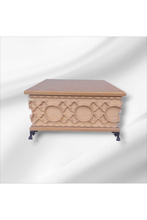 خشب - خام MDF - مجوهرات منقوشة - مكياج - إكسسوارات - متعددة الأغراض - صندوق ديكور مربع بأرجل