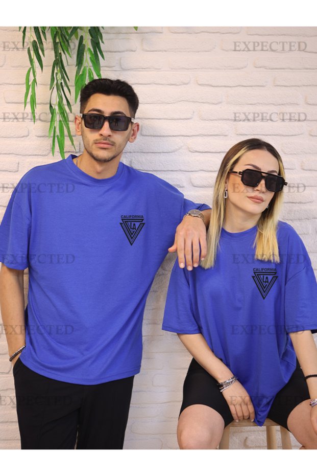 Dear Couple Friend Combination California La Printed Oversize Unisex T-Shirt - 2 Pieces