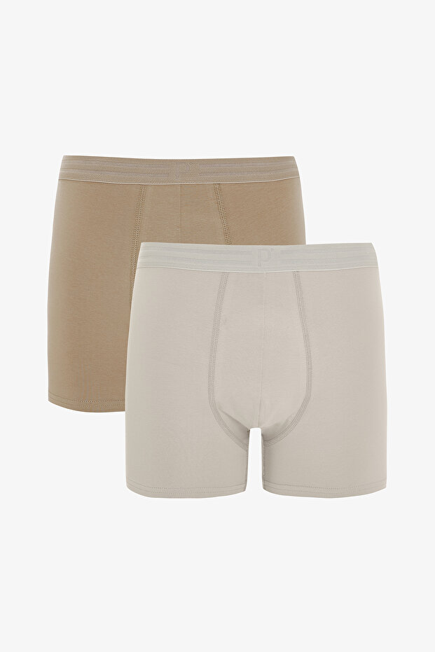 Erkek Pamuklu Basic Çok Renkli 2li Boxer - 1
