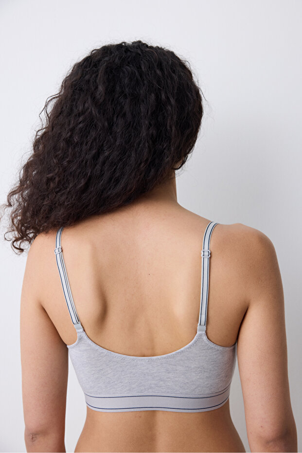 Removable Padded Bra Gri Üst - 6