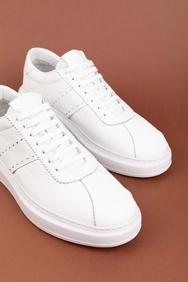 Genuine Leather Inside and Out Daily Comfortable Shoes Mals.348 White