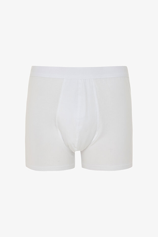 Erkek Pamuklu Basic White Tape 3lü Boxer - 2
