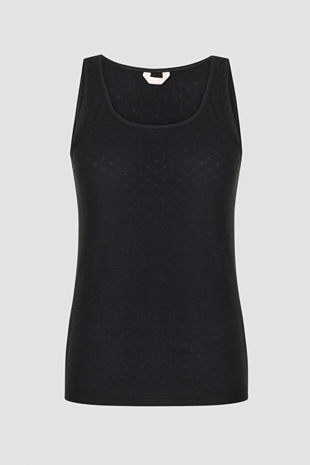 Black Front Bow Thick Strap Thermal Undershirt - 2