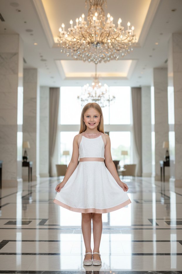 Pearl Collar Girls' Dress