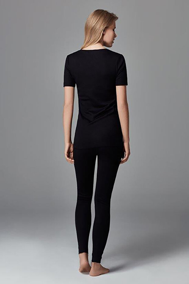 Siyah Kadın Termal Kısa Kol Üst - 7