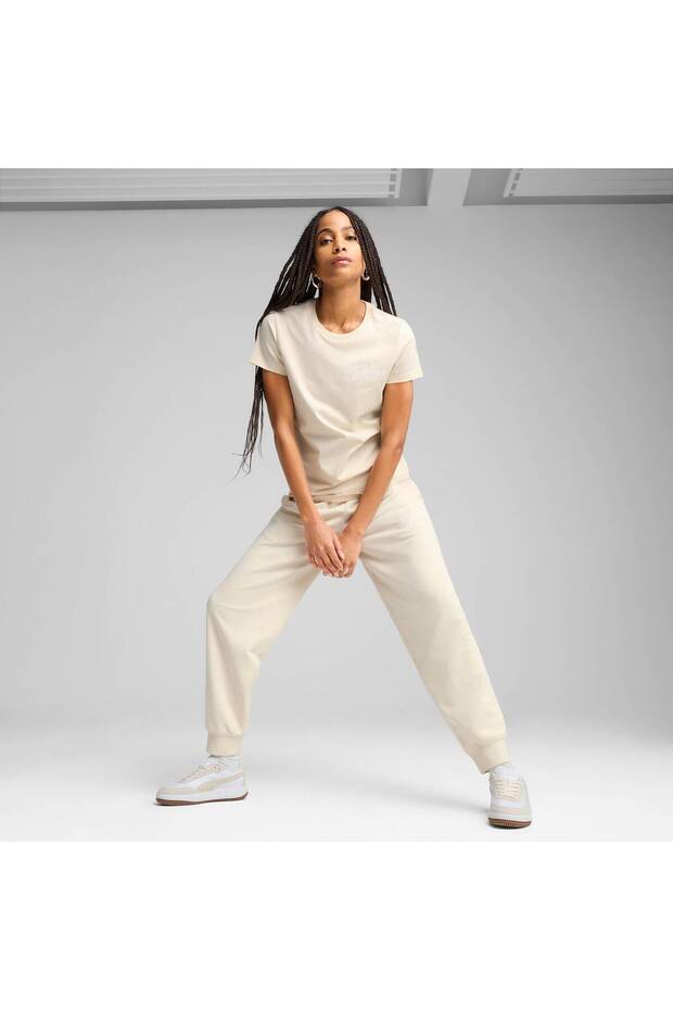Essentials Script Kadın Krem Tişört (684982-87) - 2