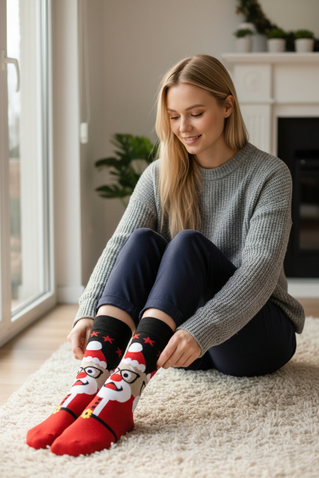 Unisex Christmas Socks Colorful Patterned Gift New Year Men Women Long Socks Single