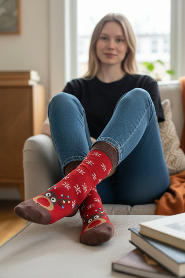 Unisex Christmas Socks Colorful Patterned Gift New Year Men Women Long Socks Single