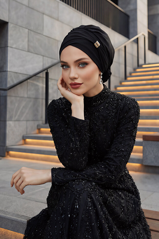 عمامة شيفون جاهزة مع إكسسوارات، HT-95S، HT-95S