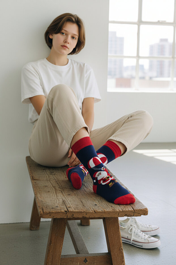 Unisex Christmas Socks Colorful Patterned Gift New Year Men Women Long Socks Single