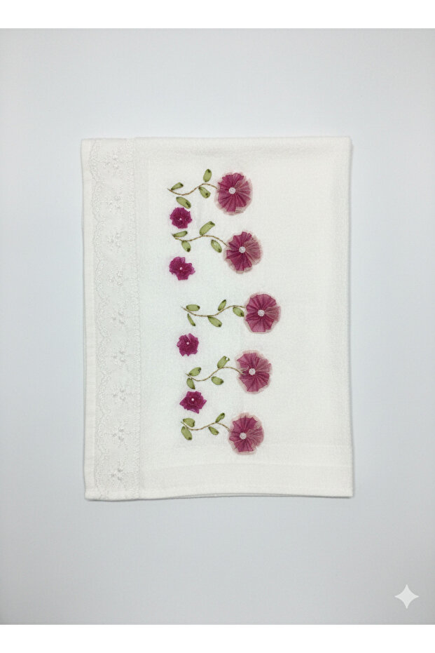 Rose Detail Ribbon Detail Hand Towel (Handmade)