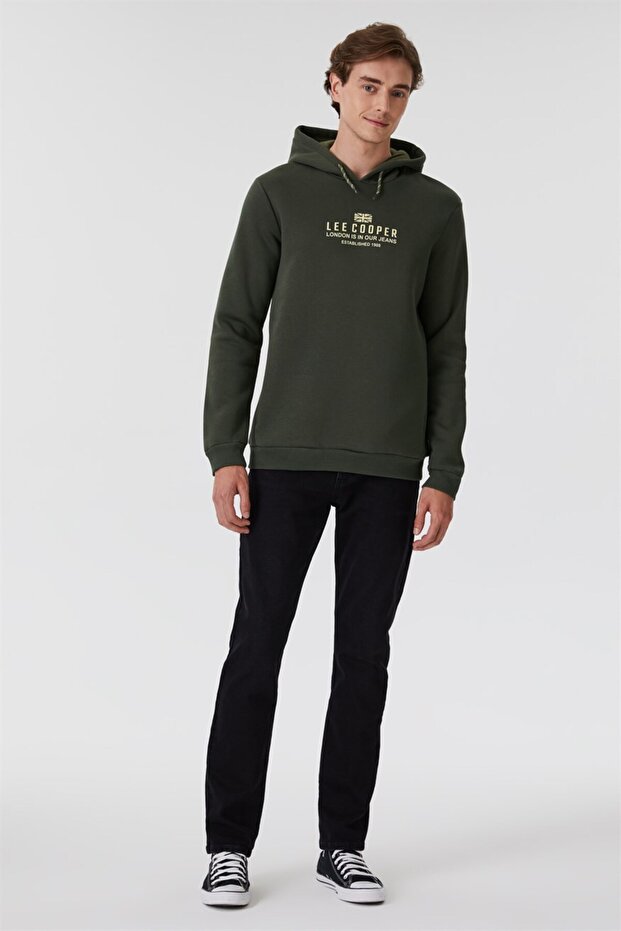 Faust Erkek Kapüşonlu Sweatshirt Haki - 3