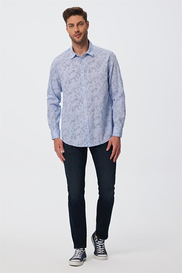 Sanremo Men's 100% Cotton Woven Shirt Indigo