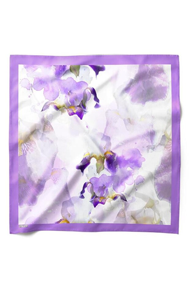 Lilac Iris Patterned Bandana Scarf
