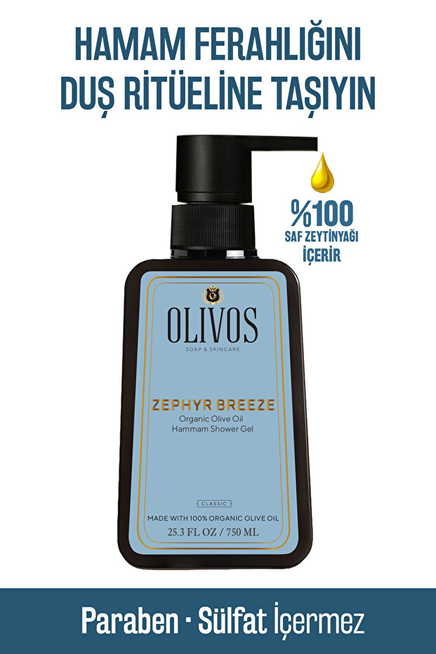Olivos %100 Doğal Zeytinyağlı Hamam Kokulu Banyo Ve Duş Jeli Kuru Cilt Nemlendirici Ve Besleyici 750 ml