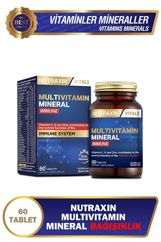 Multivitamin Mineral Immune Complex 60 Tbl - Magnezyum, C, D, Zinc, Demir, B12, Kolin, İyot - 1