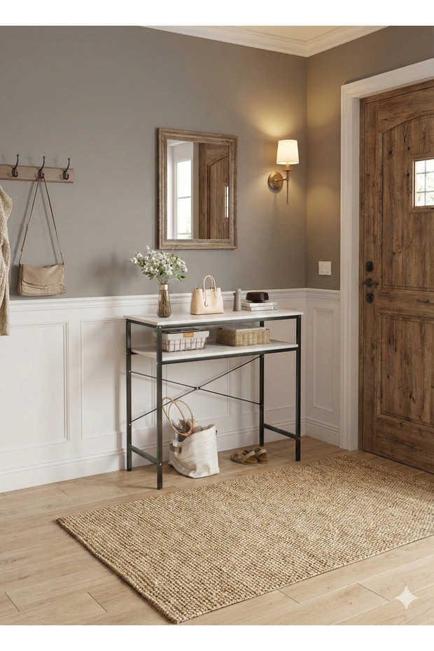 طاولة كونسول ضيقة، طاولة مدخل/أريكة صغيرة من طبقتين - 6