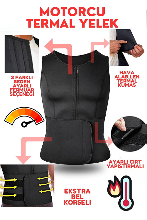 Unisex Thermal Biker Vest Waterproof Windproof Coldproof Adjustable Corset