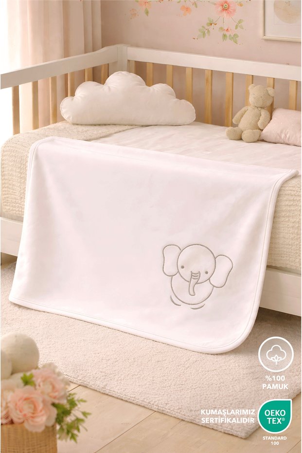 Baby Blanket 100% Cotton with Embroidery Detail for 4 Seasons