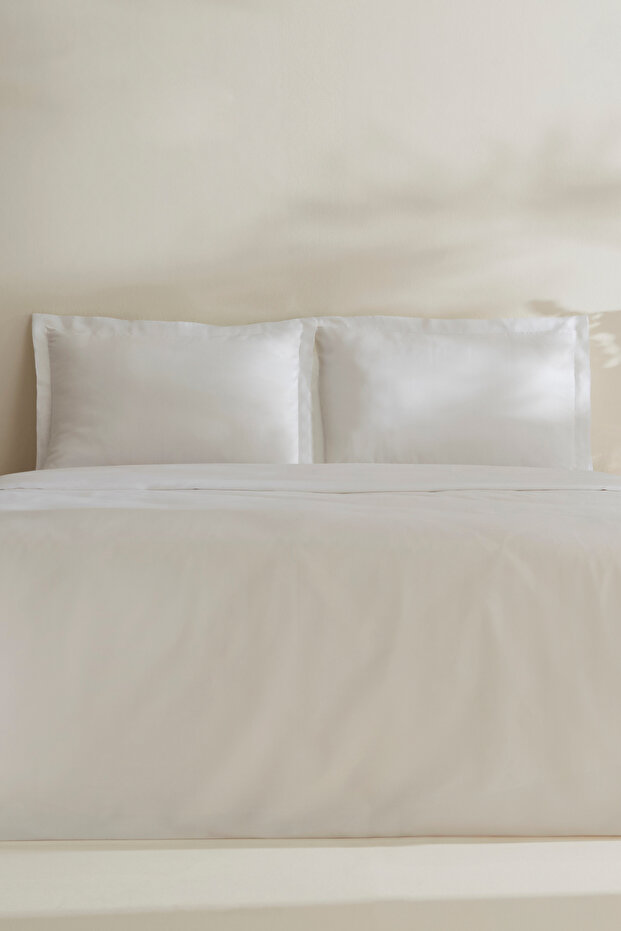 Jemma 120 Thread 100% Cotton Satin Double Duvet Cover Set White