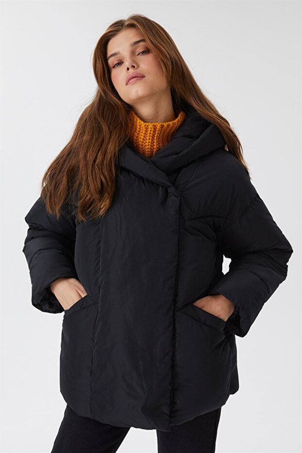 Meley Kadın Mont Siyah - 1