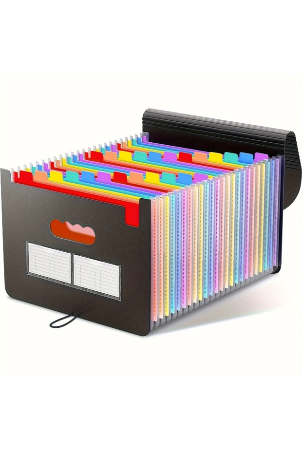 Black-B 25/13 Pockets File Folder Accordion File Organizer/Portable Expandable Plastic Filing Box,Pa