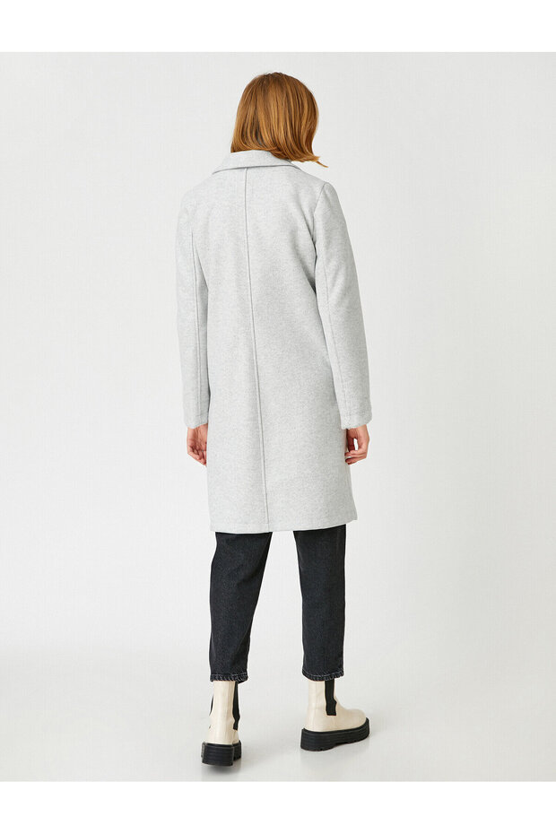 Layered Collar Long Coat - 4