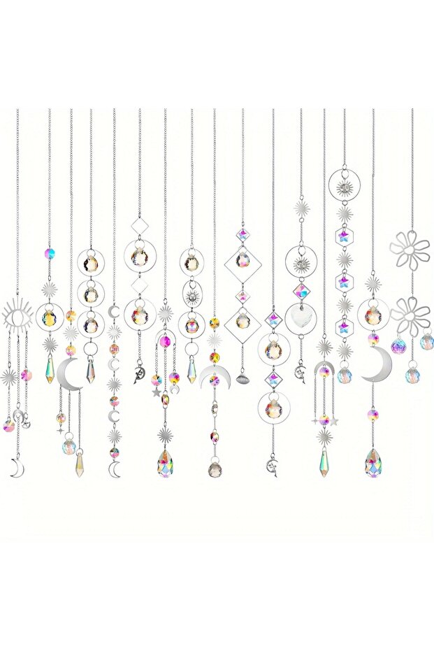 A 16pcs Crystals Suncatcher Hanging Sun Catcher Garden Hanging Crystals Prism Light Catcher Crystal.