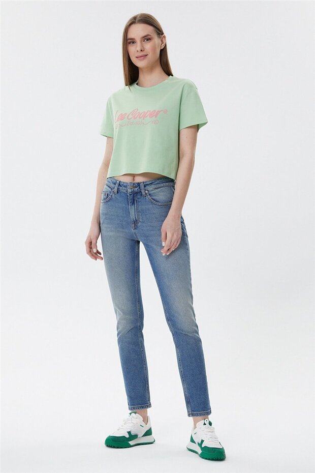Britney Women's 100% Cotton Crew Neck T-Shirt Green