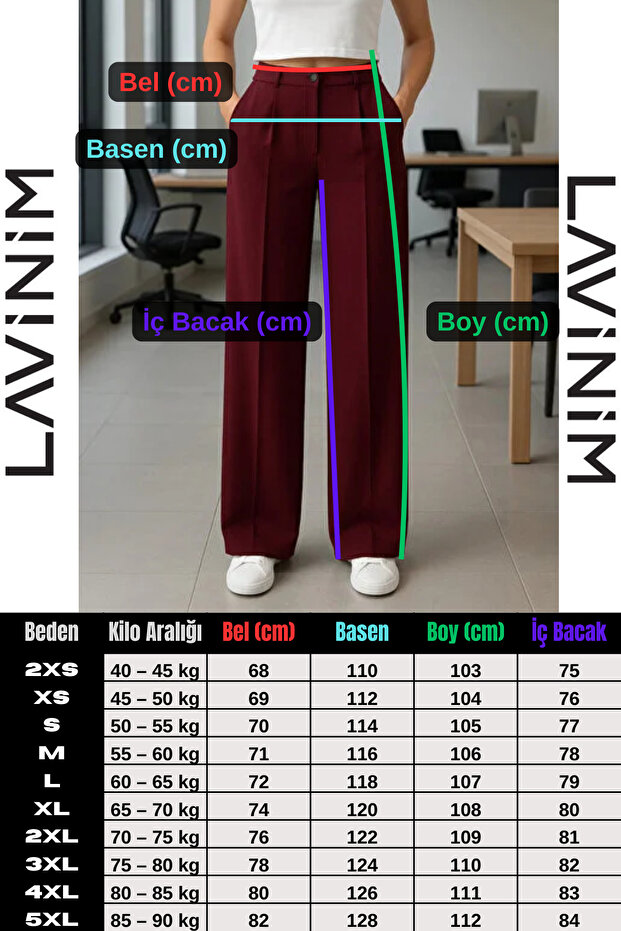 Palazzo Oversize Original Cut bordó női nadrág - 5