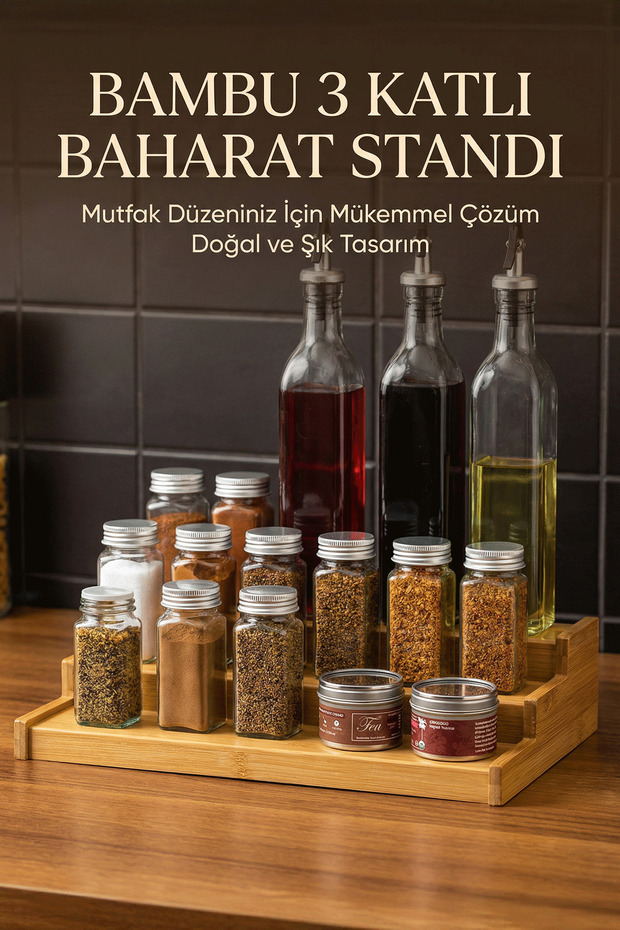 3-Tier Bamboo Stand Organizer, Spice Rack Organizer