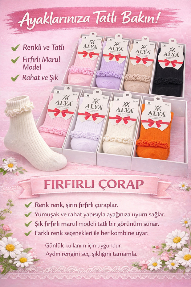 fırfırlı marul çorap 6 çift - 1