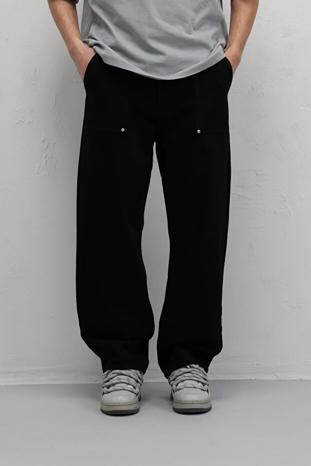 Pocket Detailed Baggy Fit Jean Black