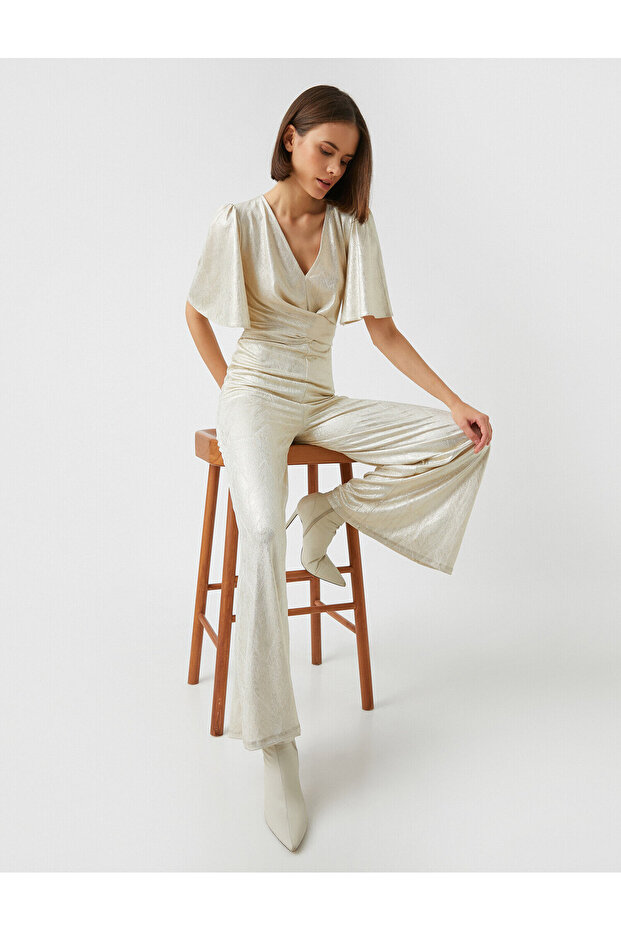 V-Neck Jumpsuit Short Sleeve