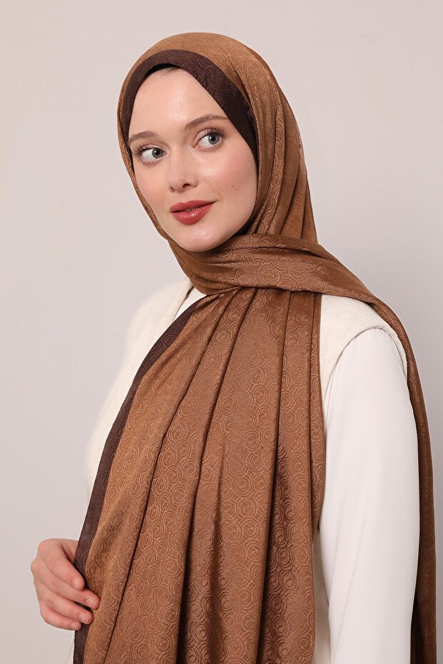 Taba Halka Desen Monogram Şal - 2